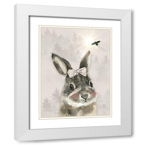 Baby Girl Hare White Modern Wood Framed Art Print with Double Matting by Moss, Tara