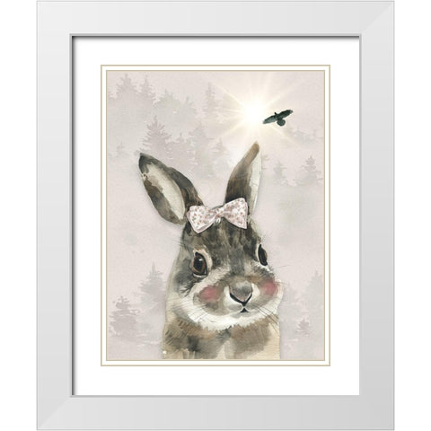 Baby Girl Hare White Modern Wood Framed Art Print with Double Matting by Moss, Tara