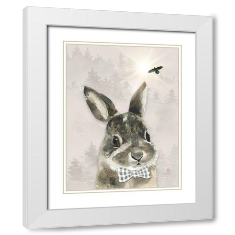 Baby Boy Hare White Modern Wood Framed Art Print with Double Matting by Moss, Tara