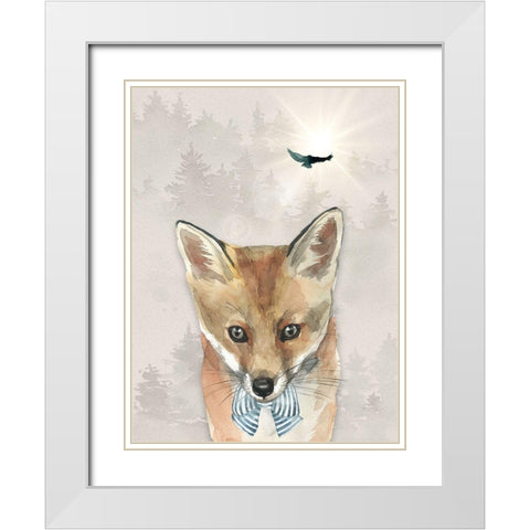 Baby Boy Fox White Modern Wood Framed Art Print with Double Matting by Moss, Tara