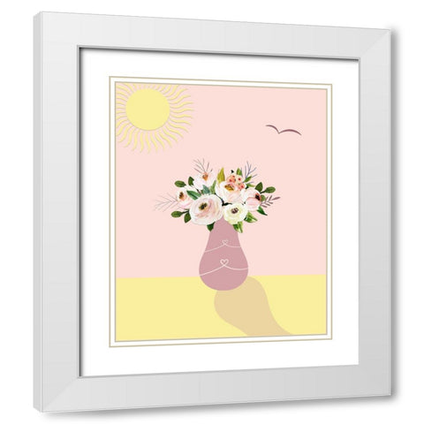 Flowers and Sunshine White Modern Wood Framed Art Print with Double Matting by Moss, Tara