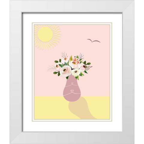 Flowers and Sunshine White Modern Wood Framed Art Print with Double Matting by Moss, Tara