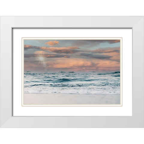 Ocean and Sun White Modern Wood Framed Art Print with Double Matting by Moss, Tara