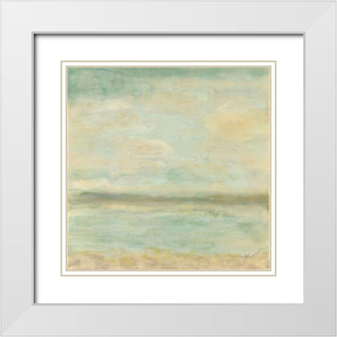 Serenity White Modern Wood Framed Art Print with Double Matting by Shanti, Shima