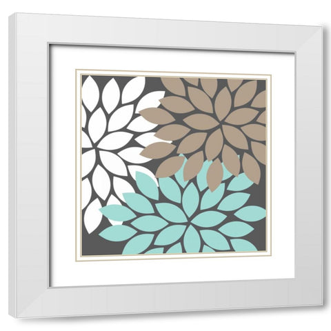 Flower Trio I White Modern Wood Framed Art Print with Double Matting by Robinson, Tamara