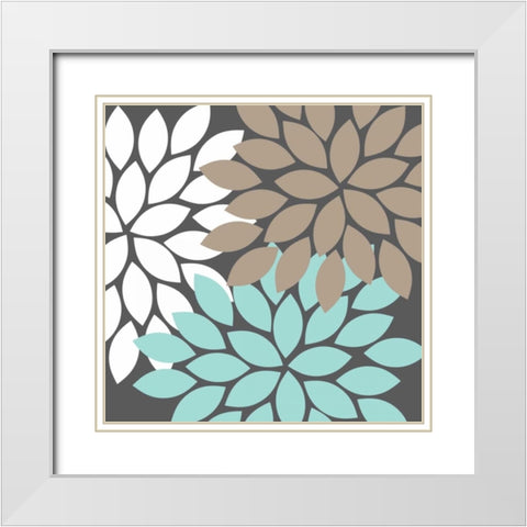 Flower Trio I White Modern Wood Framed Art Print with Double Matting by Robinson, Tamara