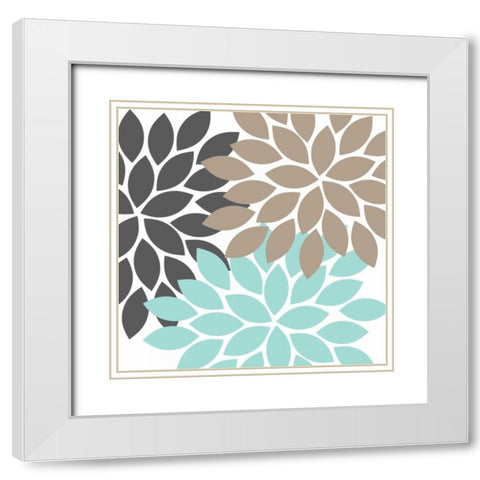 Flower Trio II White Modern Wood Framed Art Print with Double Matting by Robinson, Tamara