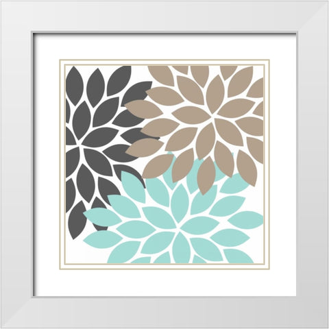 Flower Trio II White Modern Wood Framed Art Print with Double Matting by Robinson, Tamara