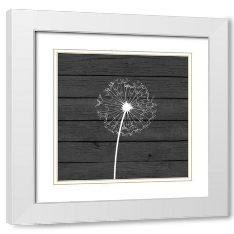 Grey Dandelion I White Modern Wood Framed Art Print with Double Matting by Robinson, Tamara
