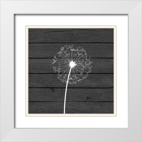 Grey Dandelion I White Modern Wood Framed Art Print with Double Matting by Robinson, Tamara
