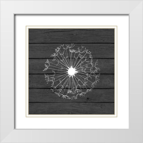 Grey Dandelion II White Modern Wood Framed Art Print with Double Matting by Robinson, Tamara