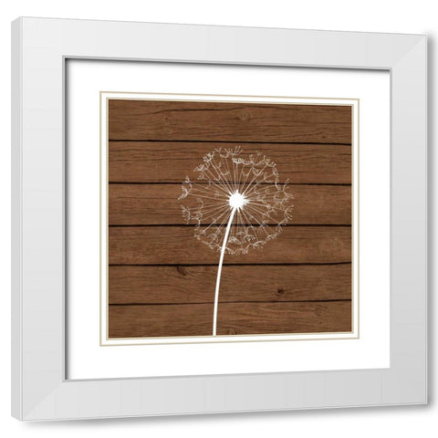 Brown Dandelion I White Modern Wood Framed Art Print with Double Matting by Robinson, Tamara