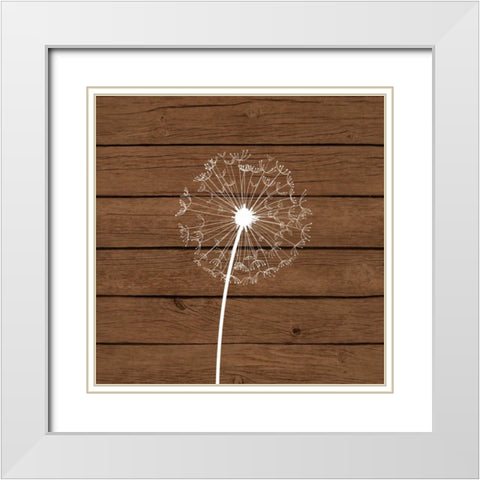 Brown Dandelion I White Modern Wood Framed Art Print with Double Matting by Robinson, Tamara