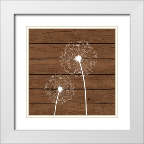 Brown Dandelion III White Modern Wood Framed Art Print with Double Matting by Robinson, Tamara