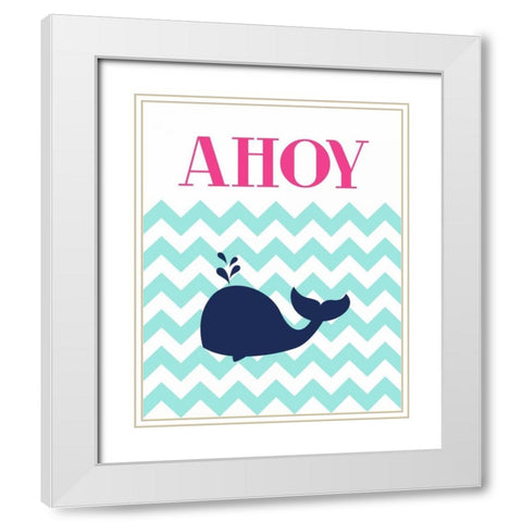Chevron Whale White Modern Wood Framed Art Print with Double Matting by Robinson, Tamara