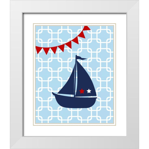 Sailboat Chain Boy White Modern Wood Framed Art Print with Double Matting by Robinson, Tamara