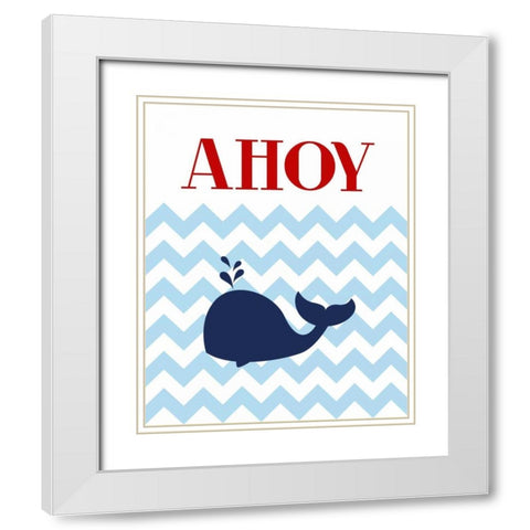 Chevron Whale II White Modern Wood Framed Art Print with Double Matting by Robinson, Tamara