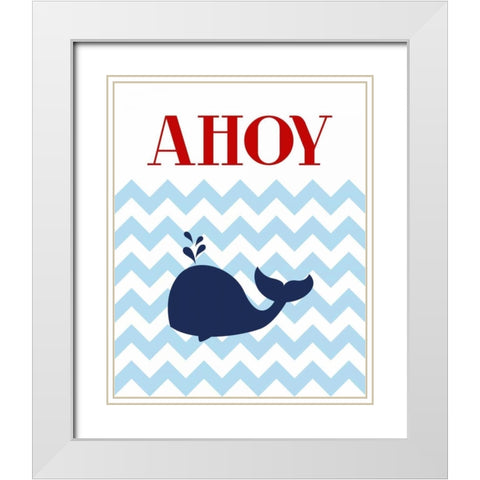 Chevron Whale II White Modern Wood Framed Art Print with Double Matting by Robinson, Tamara