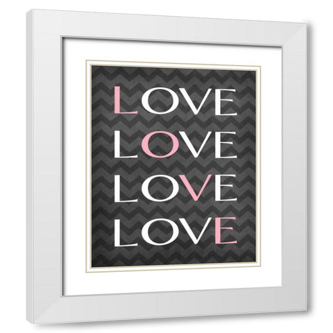 Love Love Love Love White Modern Wood Framed Art Print with Double Matting by Robinson, Tamara