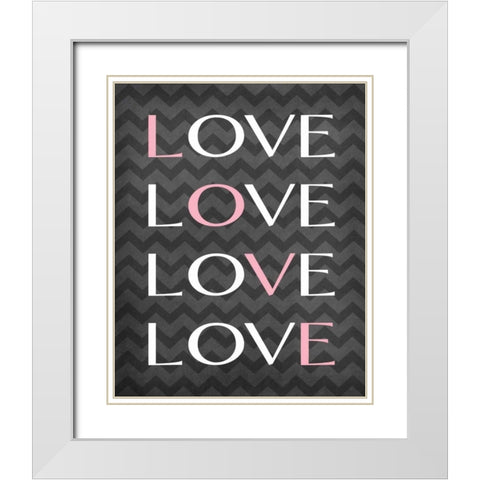 Love Love Love Love White Modern Wood Framed Art Print with Double Matting by Robinson, Tamara