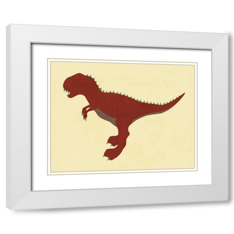 Dino II White Modern Wood Framed Art Print with Double Matting by Robinson, Tamara