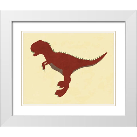 Dino II White Modern Wood Framed Art Print with Double Matting by Robinson, Tamara