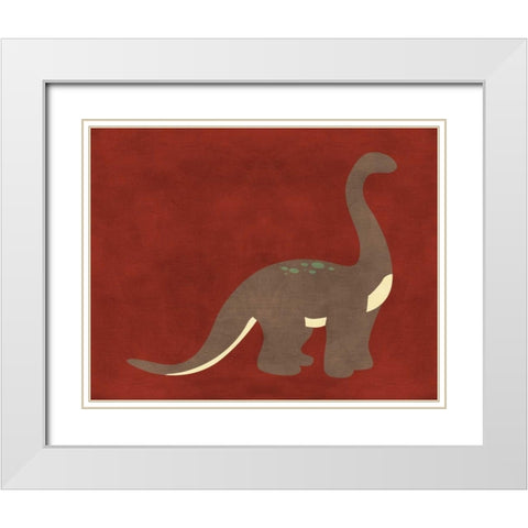 Dino III White Modern Wood Framed Art Print with Double Matting by Robinson, Tamara