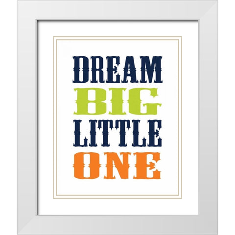 Dino Dream Big White Modern Wood Framed Art Print with Double Matting by Robinson, Tamara