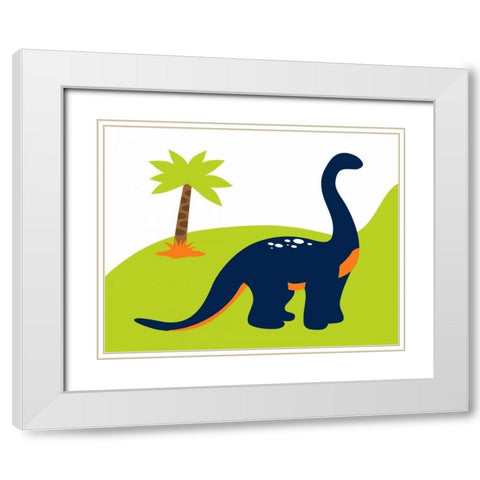 Dino II White Modern Wood Framed Art Print with Double Matting by Robinson, Tamara