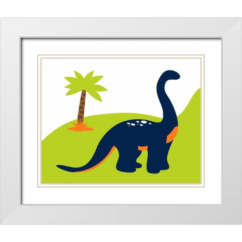 Dino II White Modern Wood Framed Art Print with Double Matting by Robinson, Tamara