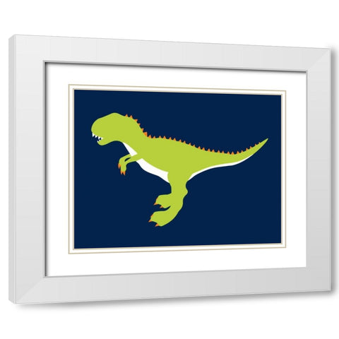 Dino4 White Modern Wood Framed Art Print with Double Matting by Robinson, Tamara