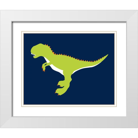 Dino4 White Modern Wood Framed Art Print with Double Matting by Robinson, Tamara
