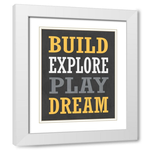 Construction V White Modern Wood Framed Art Print with Double Matting by Robinson, Tamara