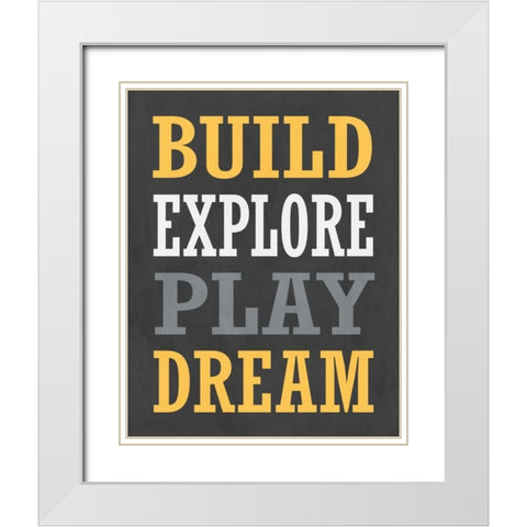 Construction V White Modern Wood Framed Art Print with Double Matting by Robinson, Tamara