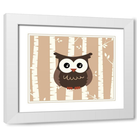 Owl Birch I White Modern Wood Framed Art Print with Double Matting by Robinson, Tamara