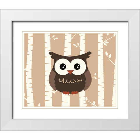 Owl Birch I White Modern Wood Framed Art Print with Double Matting by Robinson, Tamara