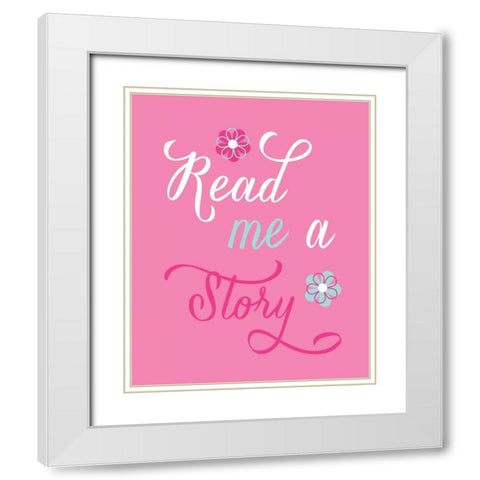 Read Me a Story White Modern Wood Framed Art Print with Double Matting by Robinson, Tamara