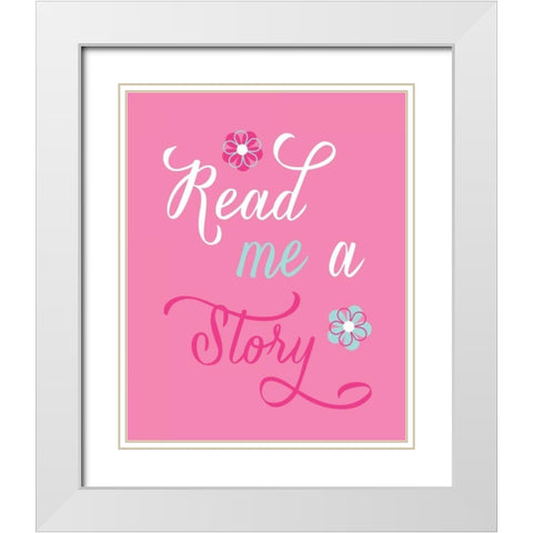 Read Me a Story White Modern Wood Framed Art Print with Double Matting by Robinson, Tamara