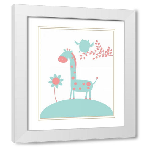 Giraffe White Modern Wood Framed Art Print with Double Matting by Robinson, Tamara