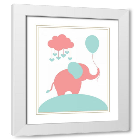 Elephant White Modern Wood Framed Art Print with Double Matting by Robinson, Tamara