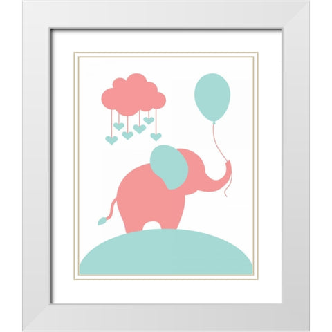 Elephant White Modern Wood Framed Art Print with Double Matting by Robinson, Tamara