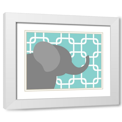 Elephant Chain White Modern Wood Framed Art Print with Double Matting by Robinson, Tamara