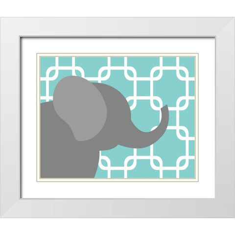 Elephant Chain White Modern Wood Framed Art Print with Double Matting by Robinson, Tamara