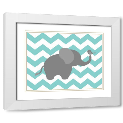 Elephant Chevron White Modern Wood Framed Art Print with Double Matting by Robinson, Tamara