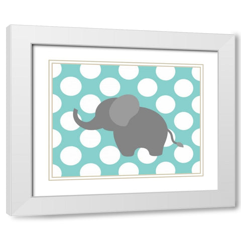 Elephant Polka Dots White Modern Wood Framed Art Print with Double Matting by Robinson, Tamara