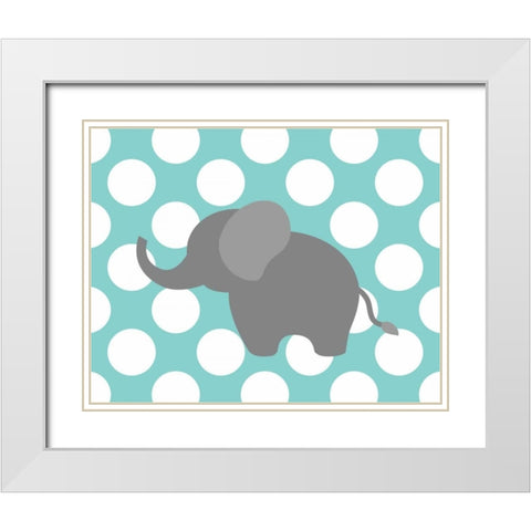 Elephant Polka Dots White Modern Wood Framed Art Print with Double Matting by Robinson, Tamara
