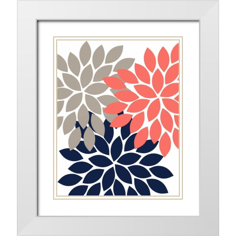 Trio Flower Burst 20 White Modern Wood Framed Art Print with Double Matting by Robinson, Tamara