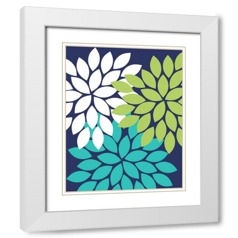 Trio Flower Burst 28 White Modern Wood Framed Art Print with Double Matting by Robinson, Tamara