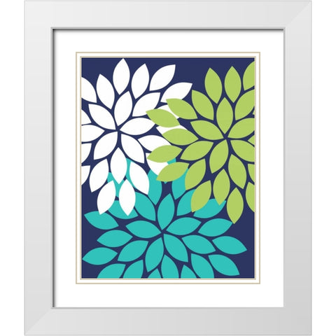 Trio Flower Burst 28 White Modern Wood Framed Art Print with Double Matting by Robinson, Tamara