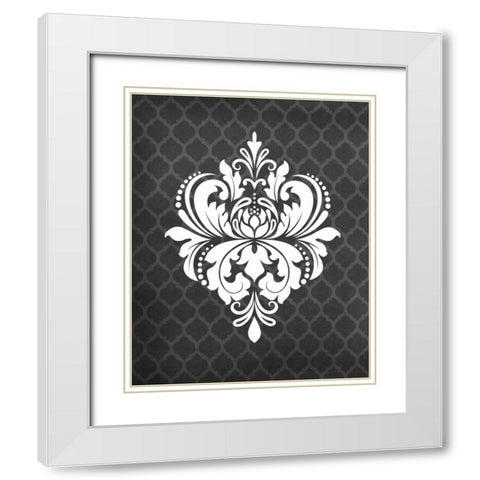 Damask I White Modern Wood Framed Art Print with Double Matting by Robinson, Tamara